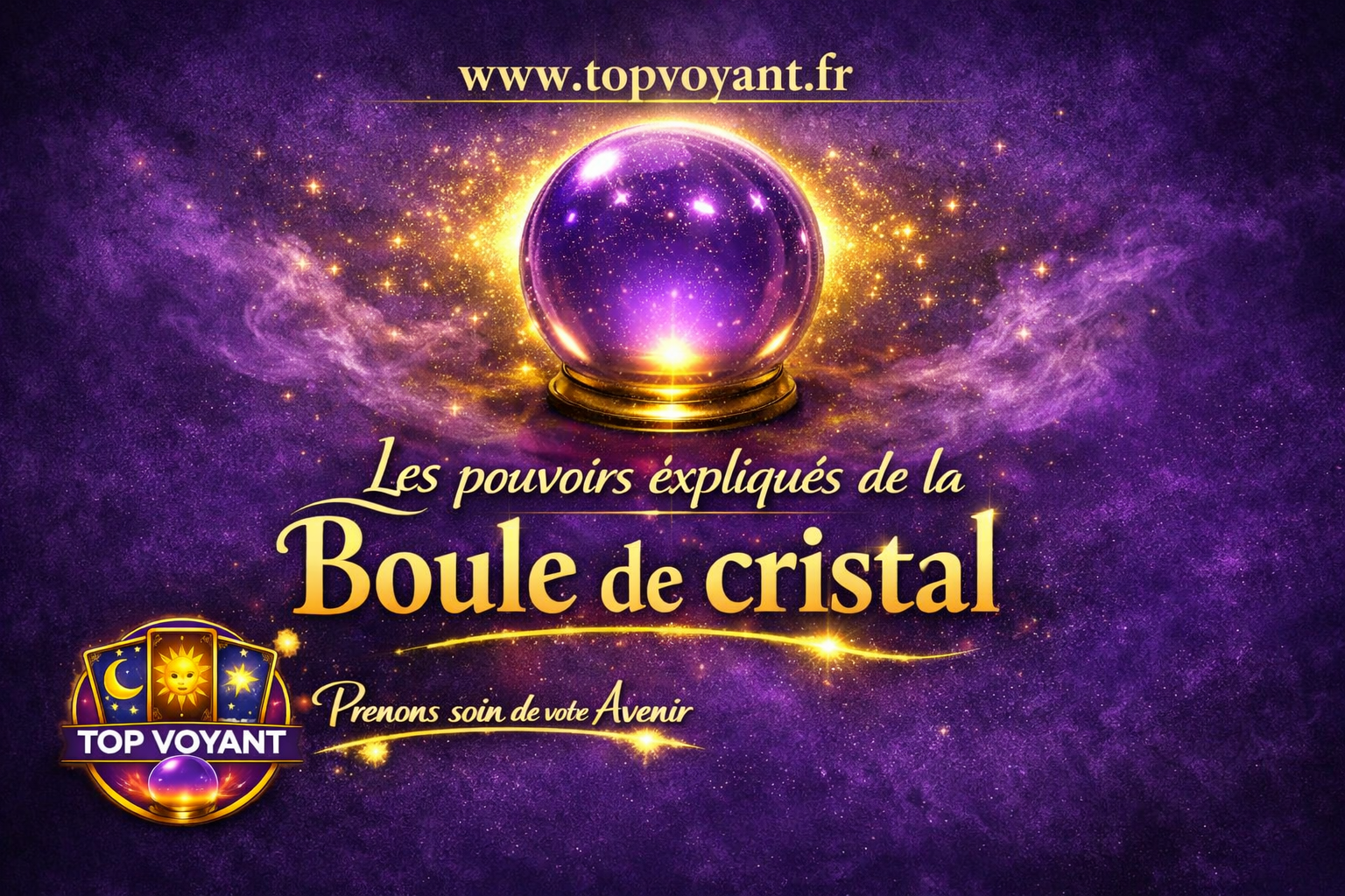 Guide sur la boule de cristal avec une boule de couleur violine améthyste
