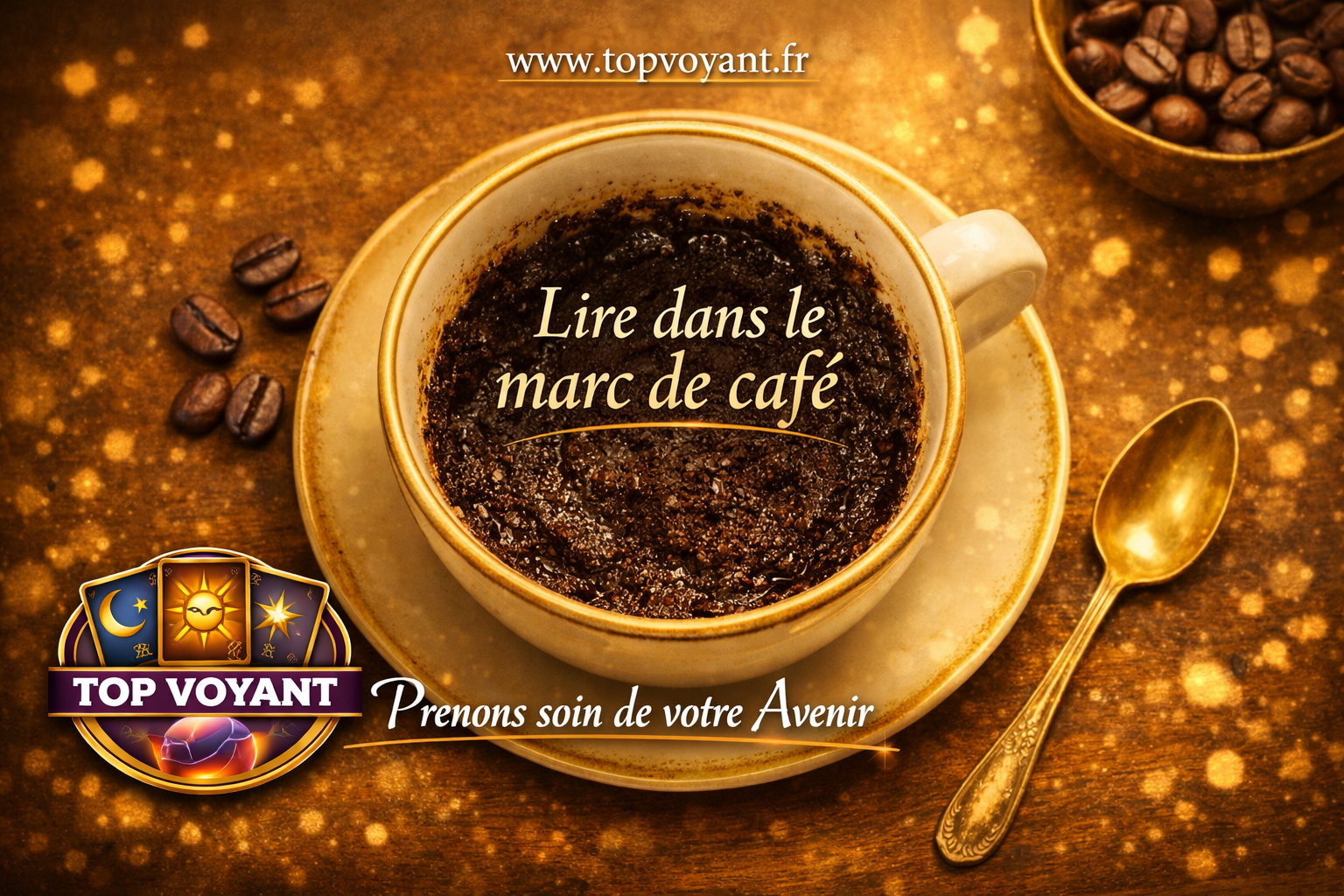 Tasse en porcelaine avec marc de café au fond posée sur une table